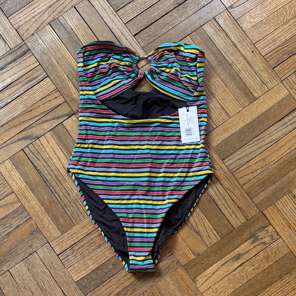 NWT WEWOREWHAT Multicolor One-Piece Swimsuit SIZE L